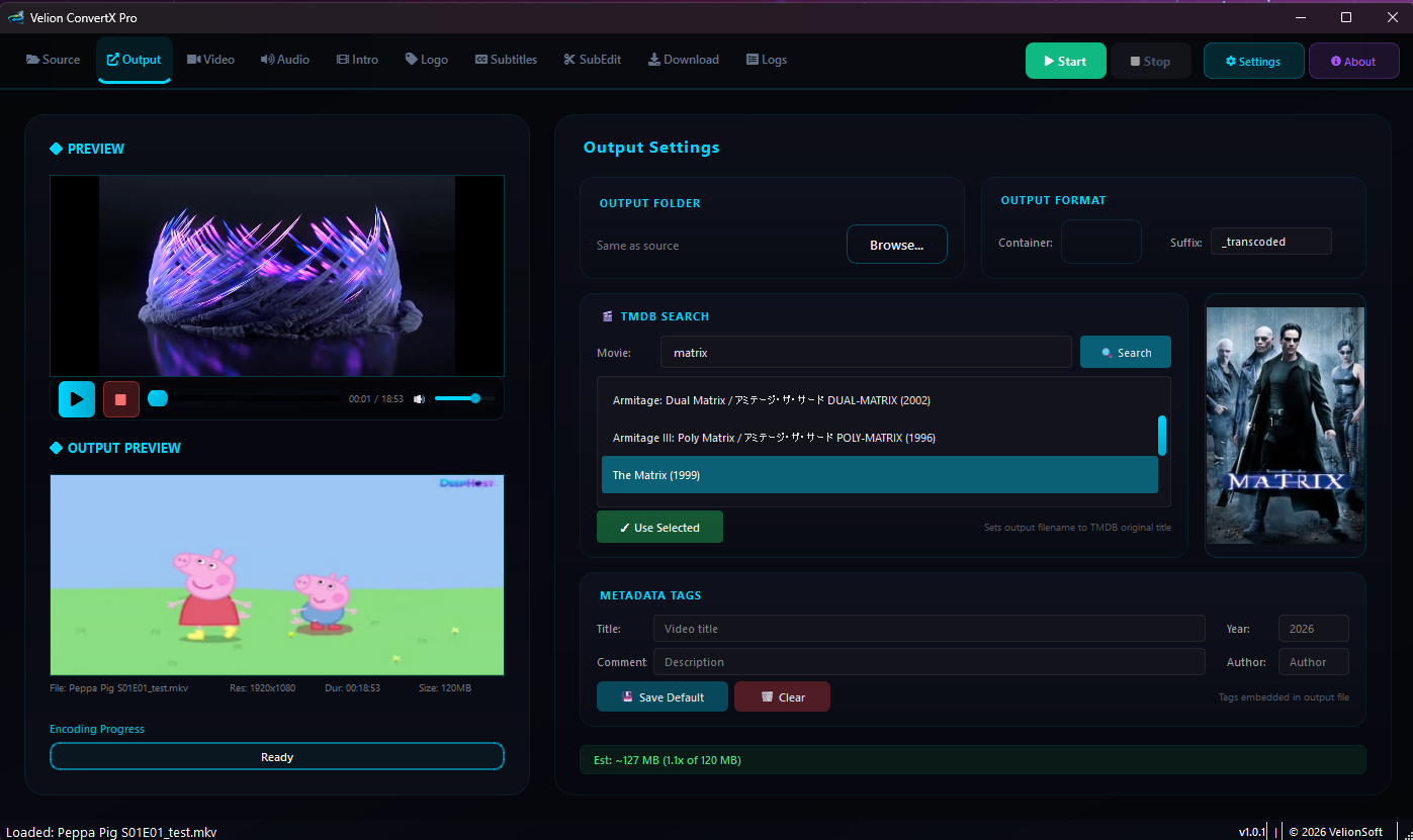 ConvertX Pro - Video Settings
